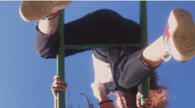 Playful upside-down chair visual